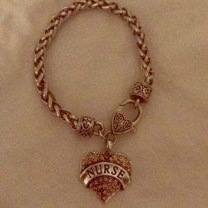 Silver and pink nurse bracelet